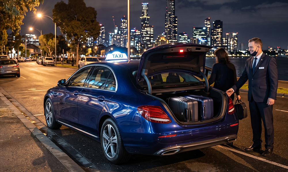 24/7 airport taxi service in Port Melbourne at night