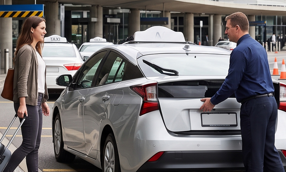Melbourne Airport taxi pickup for a passenger travelling to Port Melbourne